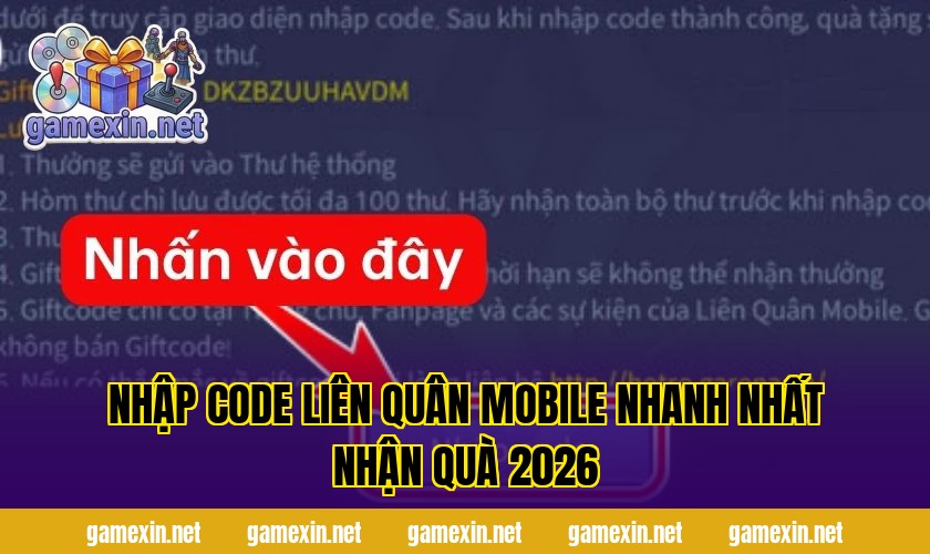 Nhập Code Liên Quân Mobile Nhanh Nhất Nhận Quà 2026