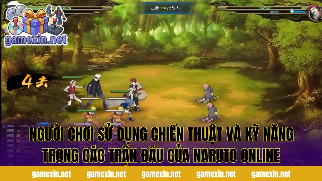 Người chơi sử dụng chiến thuật và kỹ năng trong các trận đấu của Naruto Online